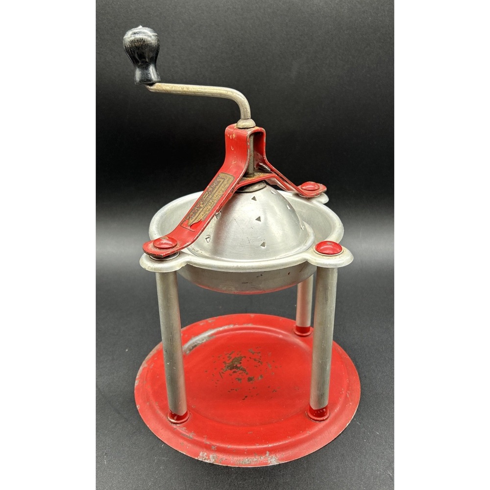 Vintage Handy-Andy Juice Extractor Atomic Red Manual Citrus Juicer Aluminum